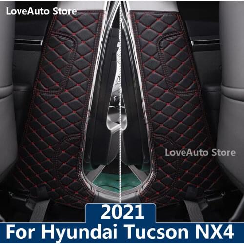 For Hyundai Tucson NX4 2021 2022 Car B Pillar Anti-kick Protective Mat Seat Belt Pad Cover Leather Decoration Strip Accessories