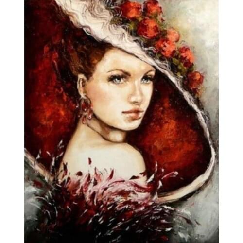 Full Diamond Art Hat Woman Mosaic Embroidery Painting Large Size Stones Drawing Picture Wall Decor Handcraft Gift New Arrival