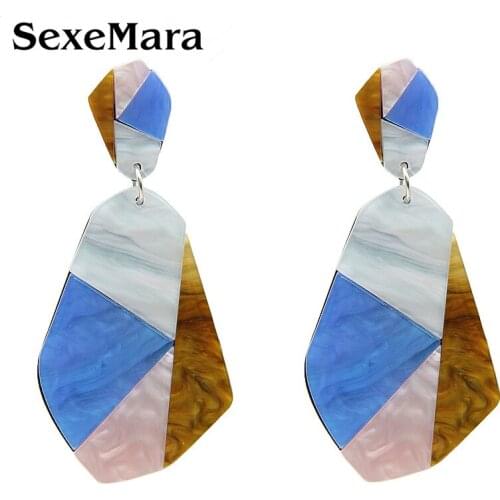 SexeMara New Design Big Acrylic Drop Earring Multi Color Geometric For Women Exaggerated Large Irregular Earrings ZA Statement