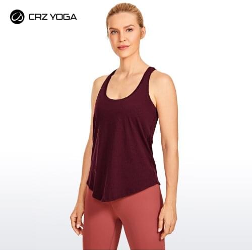 CRZ YOGA Womens Lightweight Pima Cotton Workout Tank Tops-Soft Racerback Athletic Yoga Tanks