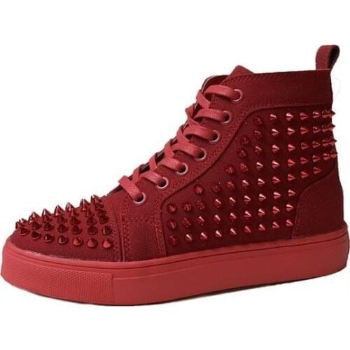 High-top Shoes Womens Rivet Shoes 2021 Summer New Punk Style Flat Bottom Shoes Large Size 44 Casual Sports Womens Shoes