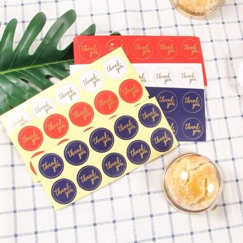 100pcs/lot Round Thank you color hot stamping red blue white Kraft Paper seal Sticker DIY Multifunction Decoration label