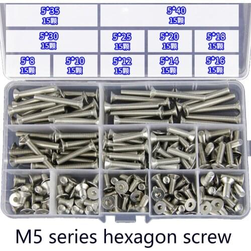 165Pcs/Set A2-70 304 Stainless Steel M3 M4 M5 M6 Allen Bolt Hex Socket Round Cap Head Screw Bolts Assortment Kit Set 2020 New