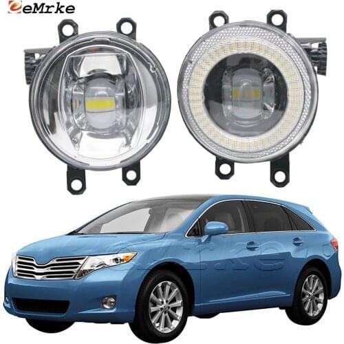 EEMRKE 2in1 LED Angel Eye Daytime Running Lights DRL + Cut-Line Lens Fog Lights for Toyota Venza GGV10/15 2009-2017 2016 2015