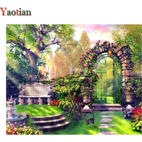 5D Diamond Painting Garden Flower Diamond Embroidery Full Square Round Drill Park Landscape Puzzles Handwork New Year Gifts