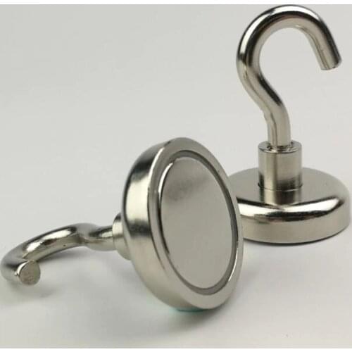 6pcs D32mm Powerful Neodymium N52 Magnet Strong Removable Magnet Hook M6 Multifunctional Fixing Magnetic Hook