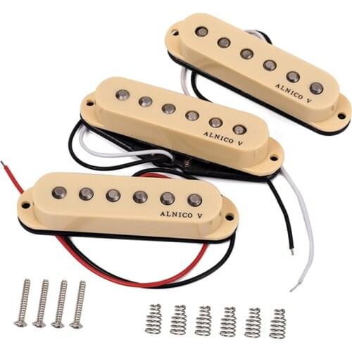 Alnicov 3PCS Guitar Pickup Single Coil Humbucker Pickups Neck Middle Bridge Set for ST Beige Guitar Accessories