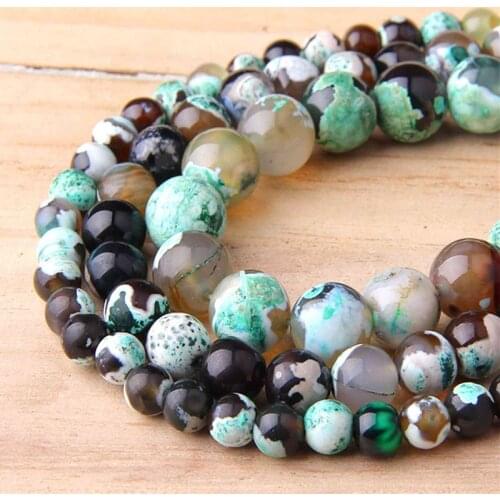 Fire Agates Beads 6 mm 8 mm 10 mm 12 mm Polished Multi Color Strip Agats Bead Natural Gem Stone Green Agat Beads For DIY Jewelry
