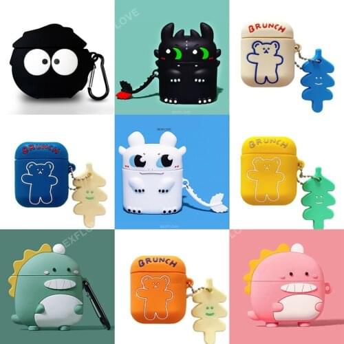 Earphone Case For QCY T8 Case Silicone Cute Korea Bear Cartoon Dinosaur Wireless Earbuds Soft Protection Cover for QCY T 8 Cases