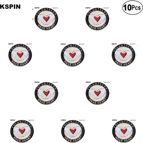 Volunteers Have Heart Flag Brooches Lapel Pin Flag badge Brooch Pins Badges 10Pcs a Lot