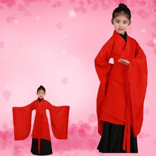 Girl Ancient Chinese Traditional National Costume Hanfu Red Dress Princess Children Hanfu Dresses Cosplay Clothing Girls Kids