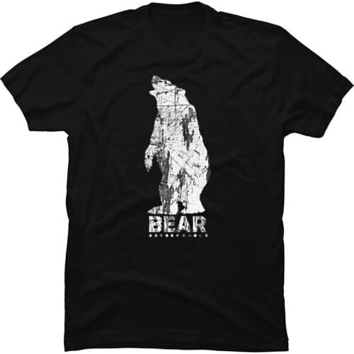 Bear SILHOUETTE White T Shirts 2020 Popular Short Sleeve Fashion Tee Shirt for Men Red 100% Cotton Clothing