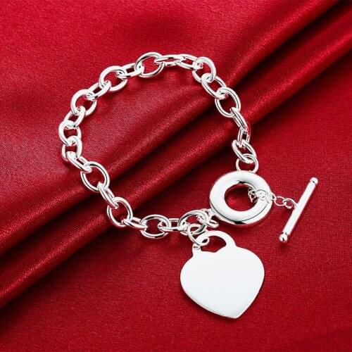 Hot charm heart card chain 925 sterling silver Bracelets for women Wedding party new Valentines Day Gifts fine fashion Jewelry