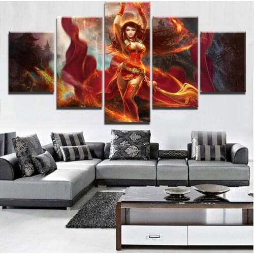 Hd Prints Canvas Pictures Wall Artwork 5 Pieces DOTA 2 Painting Game Home Decor Modular Modern Poster For Living Room Framed