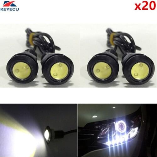 KEYECU 20PCS 12V White Eagle Eye Lamp Waterproof LED Light Bulbs For Daytime Running Lights DRL Car Tail Light Motor Backup