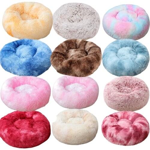 Pet Dog Bed Long Plush Dounts Hondenmand Pet Kennel Round Super Soft Sofa For Small Medium Large Dog / Cat House Big Large Mat