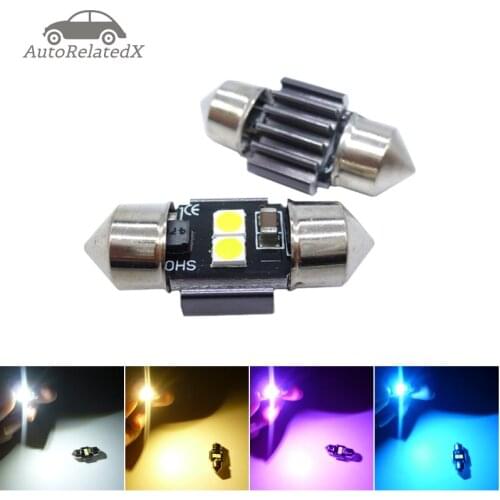 2Pcs Festoon Car LED Bulb Lights 28mm 29mm C5W 1.10" For Car Interior Dome Map Reading Light Door License Palte Lamp