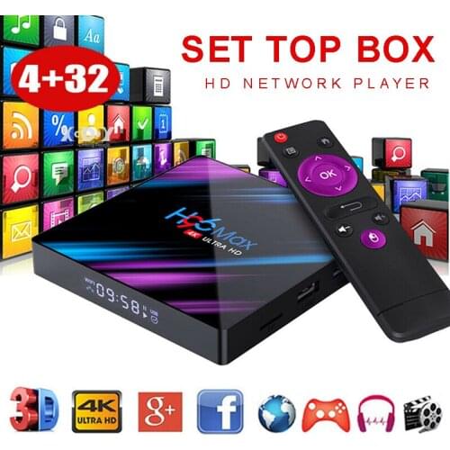 Mayitr 1pc High Quality 4GB+32GB Android 10.0 4K Quad Core Set Top TV Box 2.4/5Ghz Dual Wi-Fi Media Player With Remote Control