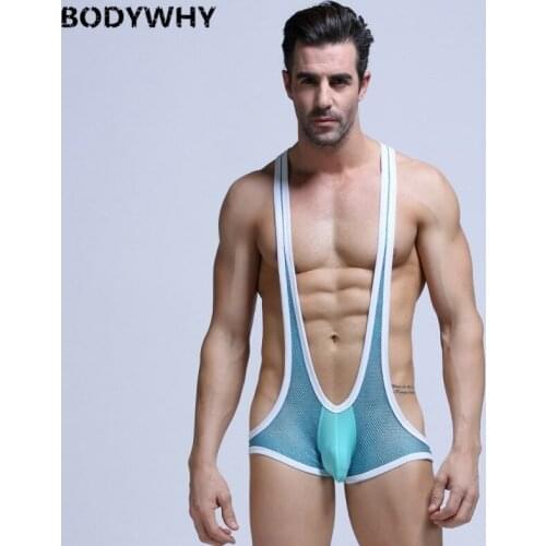Mens Underwear Sexy Males Underwear Elastic Mesh Breathable Fitness Jumpsuit Gstring Male Panties