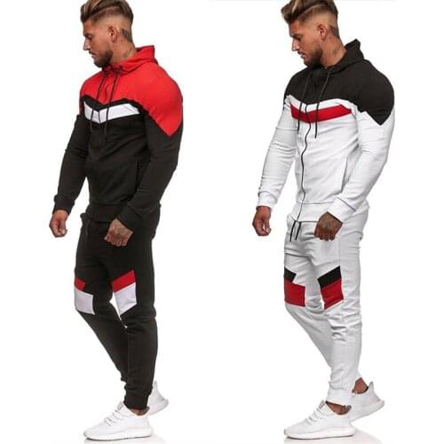 Mens Tracksuit Set 2020 Autumn Men New Fashion Sweatshirt Set Male Running Sportswear Set Man Hoodies Pants Zipper Sports Suit