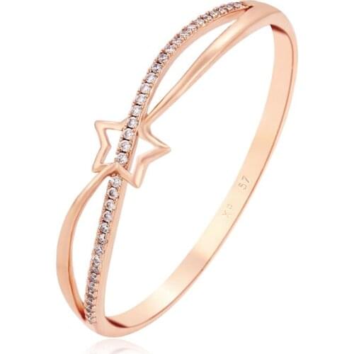 MxGxFam Mirco Zircon Star Bangles ( 57 mm ) and Bracelets for Women Rose Gold Color From XP