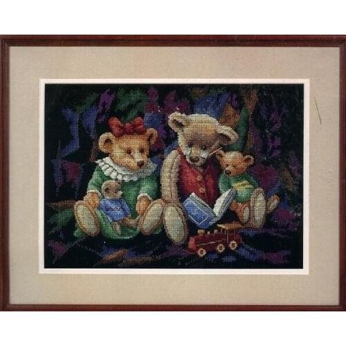 14/22/25ct Counted Cross Stitch Kit Storytime Bears Bear Story Time dim 35081