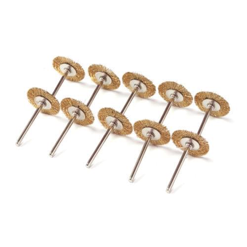 Fixmee 50Pcs 22mm Rotary Tool Brass Wheel Wire Brush Set - Fits Dremel ,1/8" Shank ,Clean, Polish, Prep