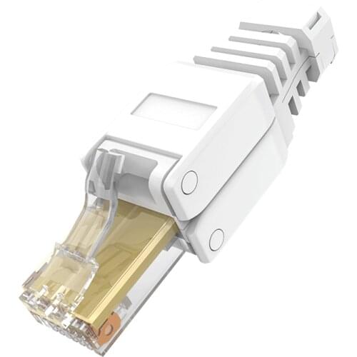 LIJIA Tool-Free Shielded RJ45 network cable connector Ethernet cable plug Cat5e Connector UTP Unshielded Twisted Pair Gold Plate