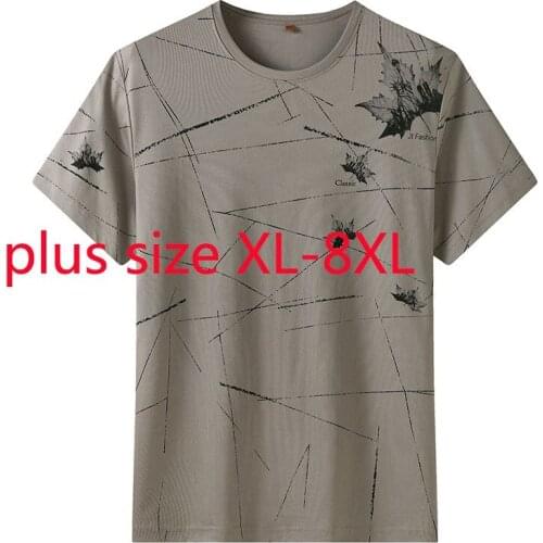 New Arrival Young Summer Round Neck Printed Short Sleeve Knitted T Shirt Fashion Cotton Casual Oversize Men Plus Size 2XL-8XL