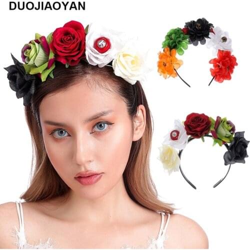 Halloween Hair Hoop, Artificial Rose Skull Hair Clips Headdress Hair Accessories for Party Carnival, Cosplay Hair Accessories