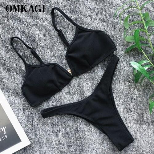 OMKAGI High Cut Bikinis Swimwear Womens Swimming Bathing Suit Beachwear Sexy Push Up Bikinis Set Brazilian Bikini 2020