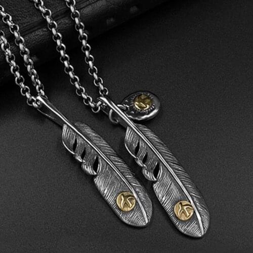 Feather Necklaces Mens Anchor Pendants Stainless Steel Double Pendants Hip Hop Rock Necklace Jewelry on The Neck Chains Necklace
