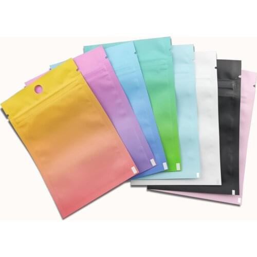 200Pcs Self Seal Ziplock Aluminum Foil Hang Hole Bag Reclosable Mylar Clear Front Gift Food Package Pouches