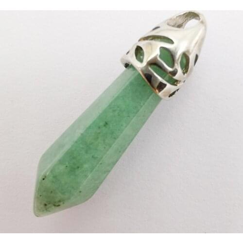 8x38MM Green Aventurine Stone GEM Pillar Pendant Jewelry For Woman Gift Pendulum S211