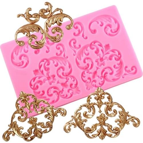 3D Craft European Baroque Scroll Relief Fondant Silicone Molds Cake Border Chocolate Gumpaste Mould DIY Cake Decorating Tools