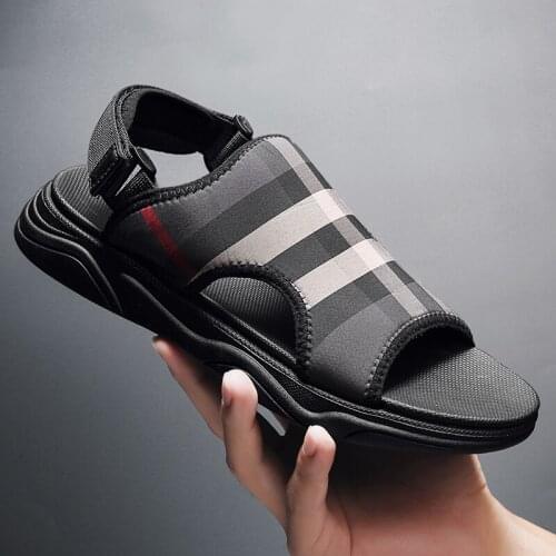 Men sandals 2019 summer for male shoes knit mesh beach hollow lightweight breathable casual black vietnam mens roman gladiator