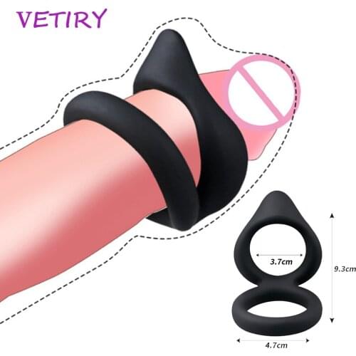 Silicone Penis Ring Dual Ring Delay Ejaculation Sex Toys for Men Erection Cock Ring Scrotum Bind Couple Lover Adult Product