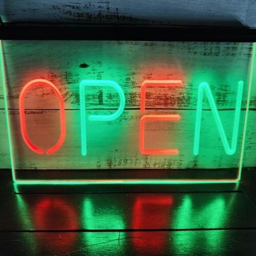 SS075 OPEN Shop Cafe Bar Pub Club Retail NR Dual Color LED Neon Sign