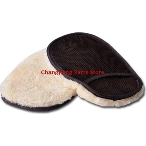 JETTING Car Window Cleaning Cloth Wool Glove Wash Cleaning Supplies for Car Accessories Microfiber Car Wash Beige Color