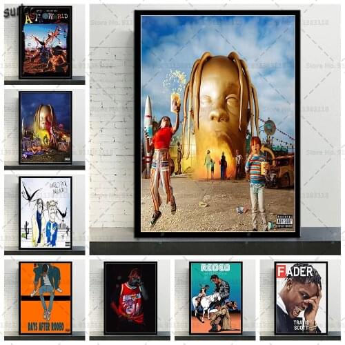 Travis Scott Astroworld Posters and Prints Music Rapper Star Wall Art Pictures Poster Canvas Painting for Home Decoration