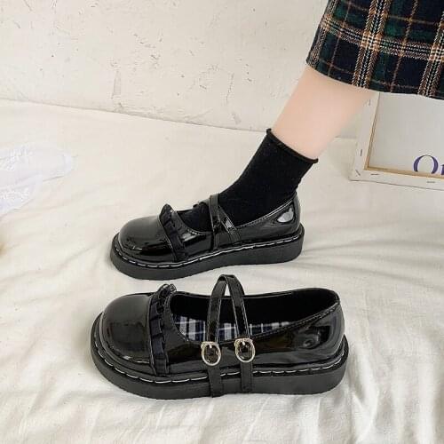 Womens Summer Thin Shoes Lolita Jk Uniform Buckle Anime Sweet Girls Kawaii Cosplay Harajuku Japanese Black Gothic Ladies Loli