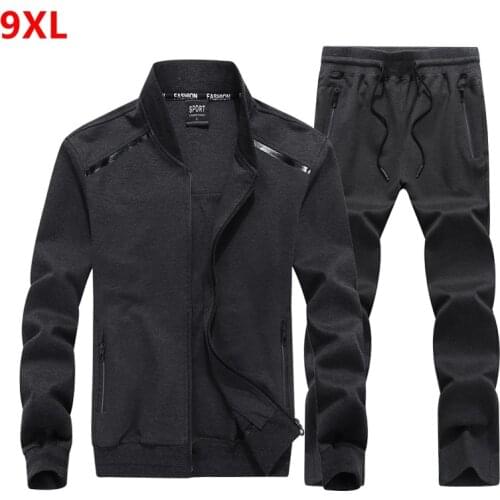 Spring large size mens suit baseball collar plus size youth men sweatpants 8XL 7XL tracksuit men outfit set sweatsuits set