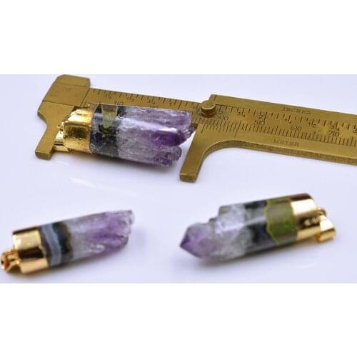 YA1679 Natural Druzy Stone Column Pendant Gold color 38x14mm,45x16mm,47x12mm