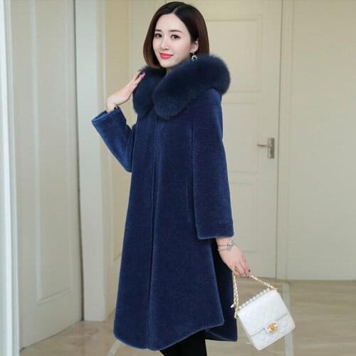 2021 Winter New Women Jacket Fur Collar Warm Ladies Temperament Wool Blend Single-Breasted Wool Coat Autumn Long Female Outwear