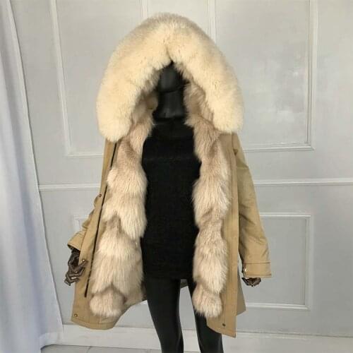 2019 Real Silver Fox Fur Parka Women Jacket Winter Coat Thick Warm Fashion Outwear High Quality