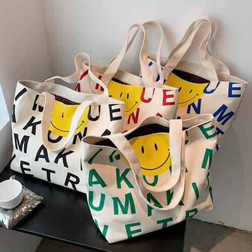 Female bag cartoon casual letter canvas bag large capacity women shoulder bag for shopping tote bags