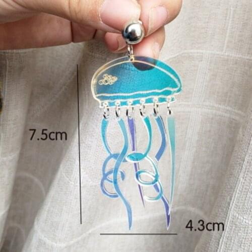 Women Acrylic Long Tassel Jellyfish Earrings Personality Hip Hop Night Club Jewelry