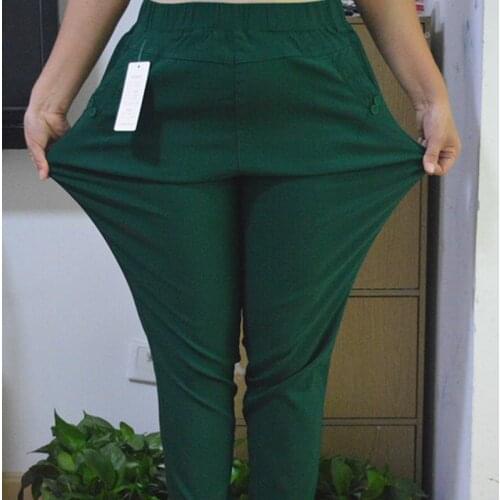 Women Plus Size Pants 6XL 7XL 2018 Middle Age Women Long Trousers Vintage Overiszed High Waist Sexy Skinny Femme Trousers J906