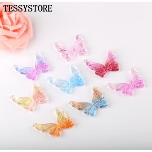 2pcs Butterfly Wings Lampwork Beads Multi Gradient Color Glass Beads For Jewelry Making Bracelet Handmade DIY Accessories