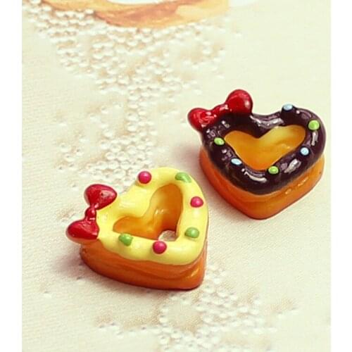 20PCS Resin Heart Cake Flatback Doughnut Cabochon Simulation Cute Food Play Kawaii Scrapbooking Embellishments For Accessories